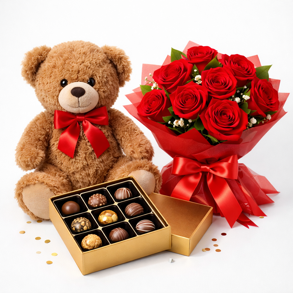 Teddy & Roses Combo